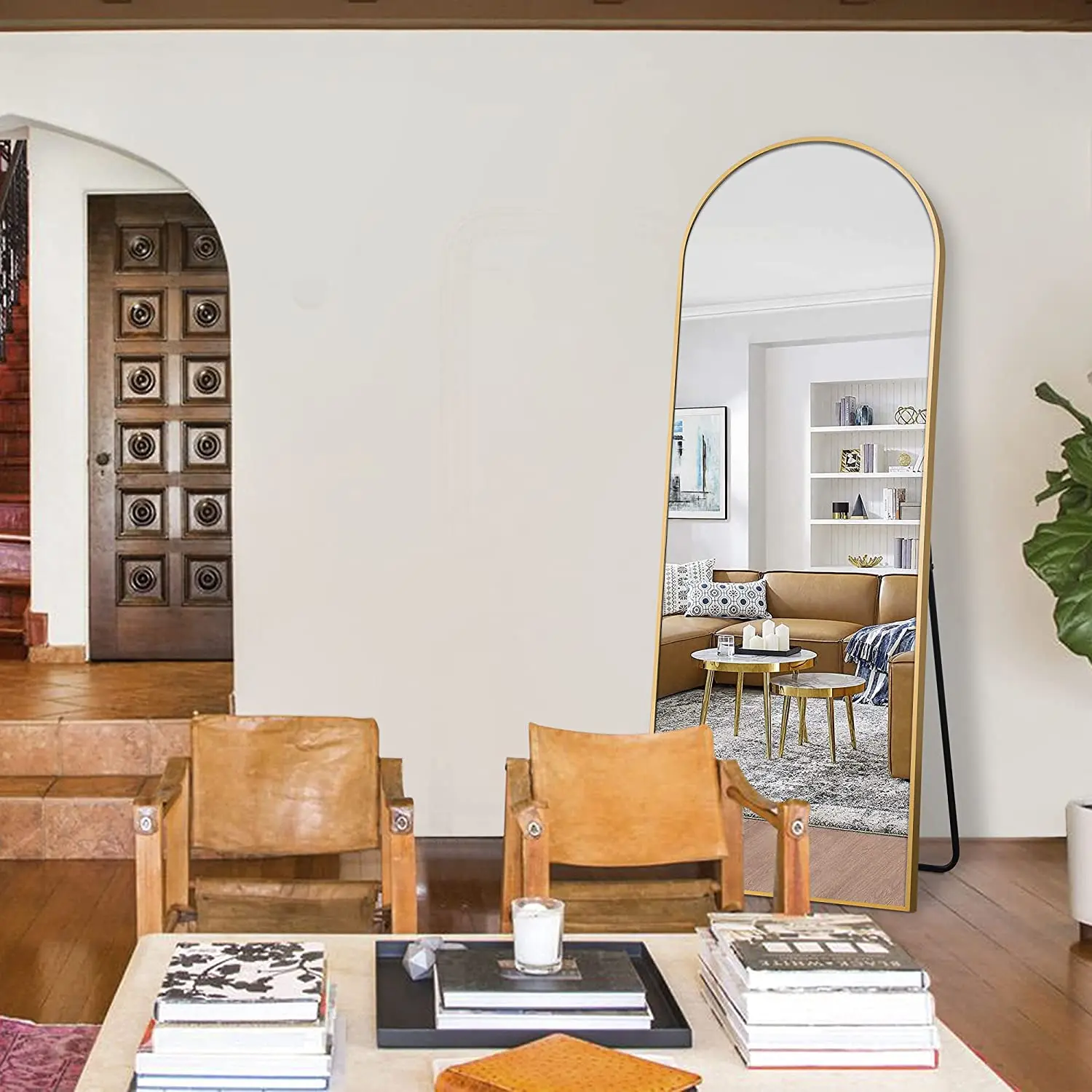 Arched shape Floor Mirror metal framed mirror  fancy makeup mirror