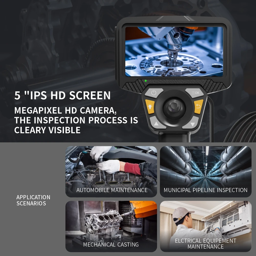waterproof sewer endoscope, 360° articulation portable video endoscope, 6mm 3.9mm borescope