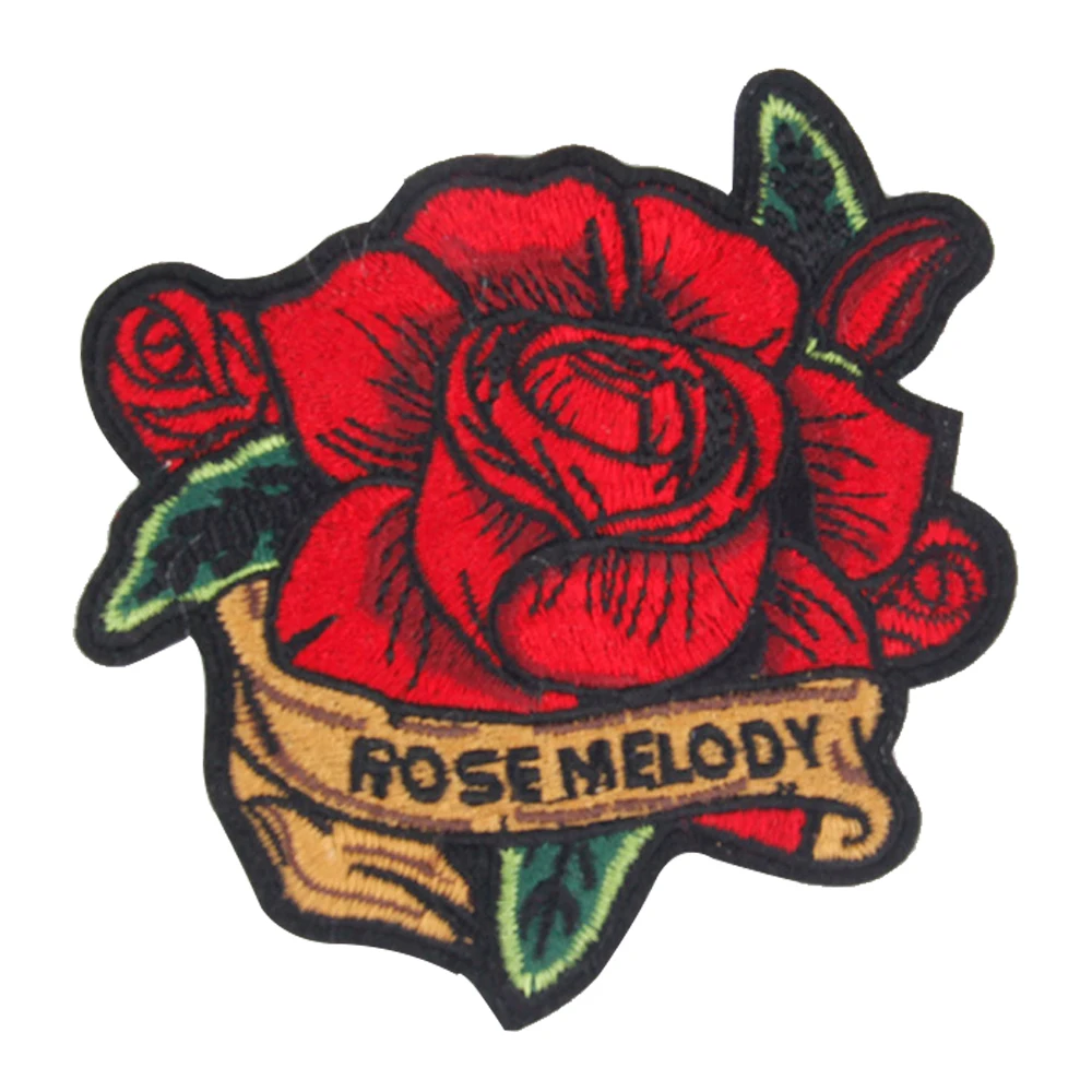 2022 hot sales ready to ship bag hat plain embroidery rose patches iron on flower clothing patches