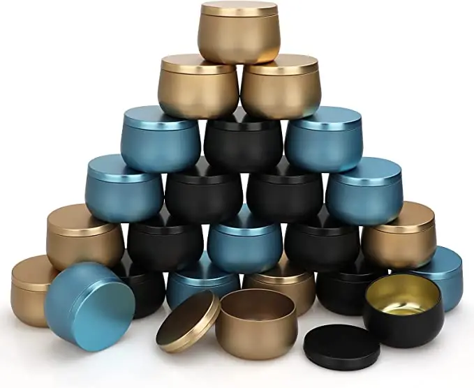 1Factory Custom Printed wholesale black 4oz empty round metal package containers tin Candle Tin Jar With Lid