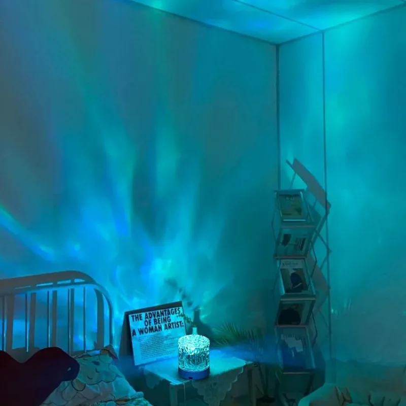 Атмосферный свет USB проекционный с автоматическим вращением RGB водяной волнистый красочный рябь прикроватный ночник