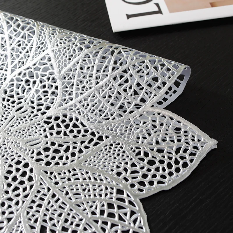 Light luxury bauhinia hollow table runner for decoration PVC Christmas gold table runner