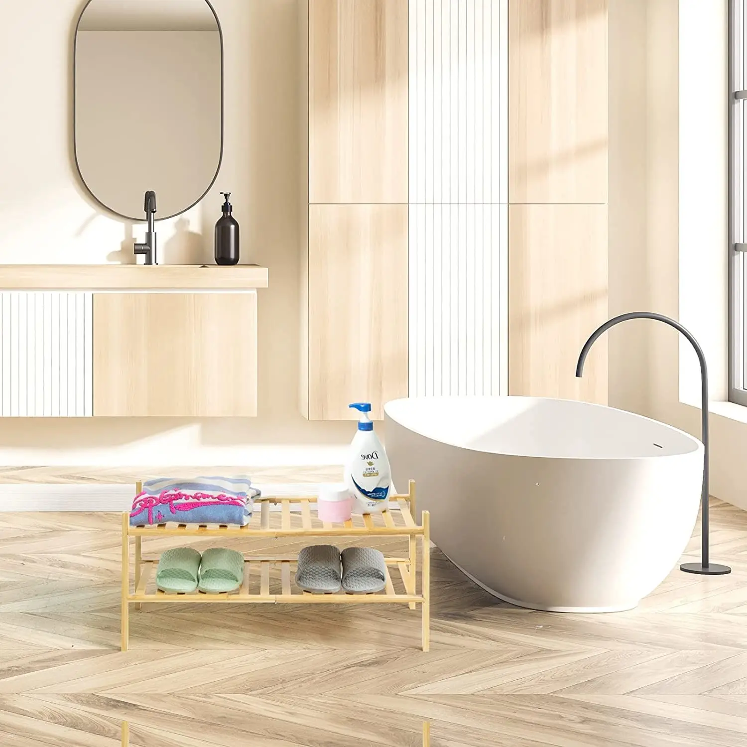 2 Tier Portable Shoe Rack For Sale Shoe Organizer Standing Boots Shelf for Entryway Bamboo Rack Shoes