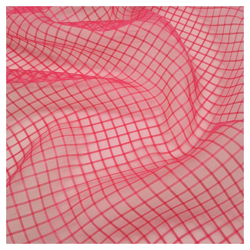  wholesale custom plaid organza fabric 100% polyester women