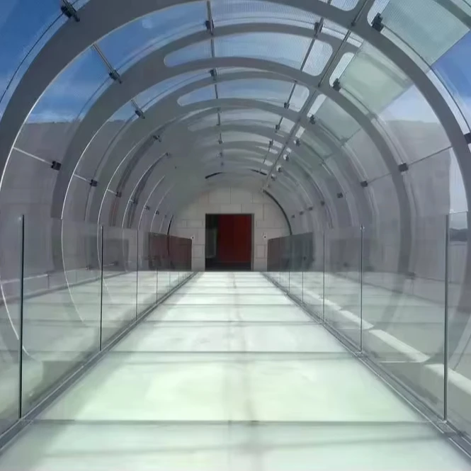 Transparent Tempered Laminated Curved Glass With Irregular Punching And Slotting For And Office Buildings