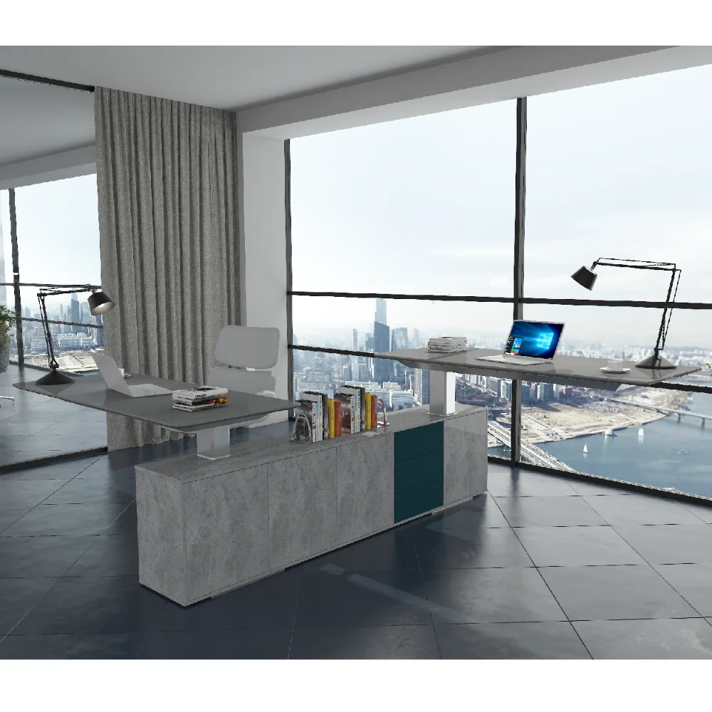 JIECANG Luxury Modern Manager Stand Up Computer Electric Height Adjustable Executive Office Desk for CEO