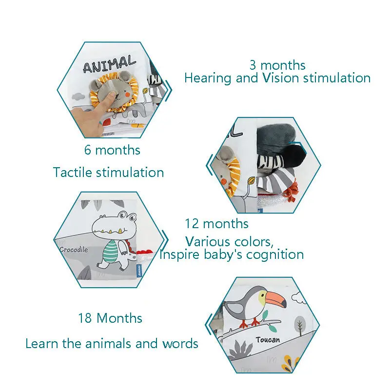 Best Selling baby touch and feel books Learning Dinosaur soft Quiet Book busy board montessori toys cloth book for toddlers