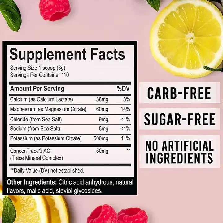 OEM Keto Electrolytes Powder No Sugar Increased Muscle recovery Healthy Energy Levels Electrolyte Manganese Powder