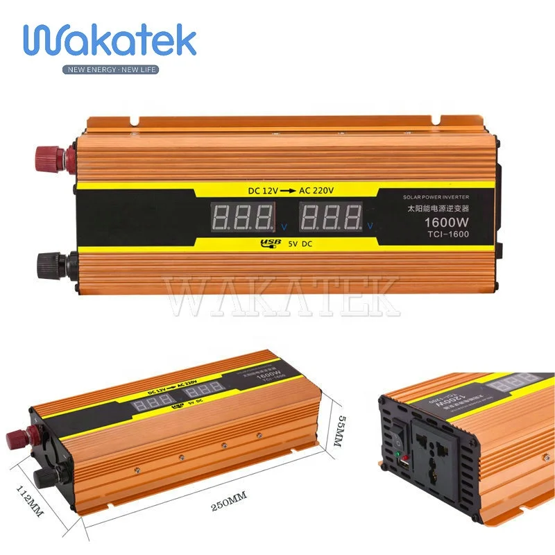 Инвертор солнечной энергии Wakatek 600 Вт 1200 1600 2200 2600 модифицирующий волновой инвертор высокочастотный