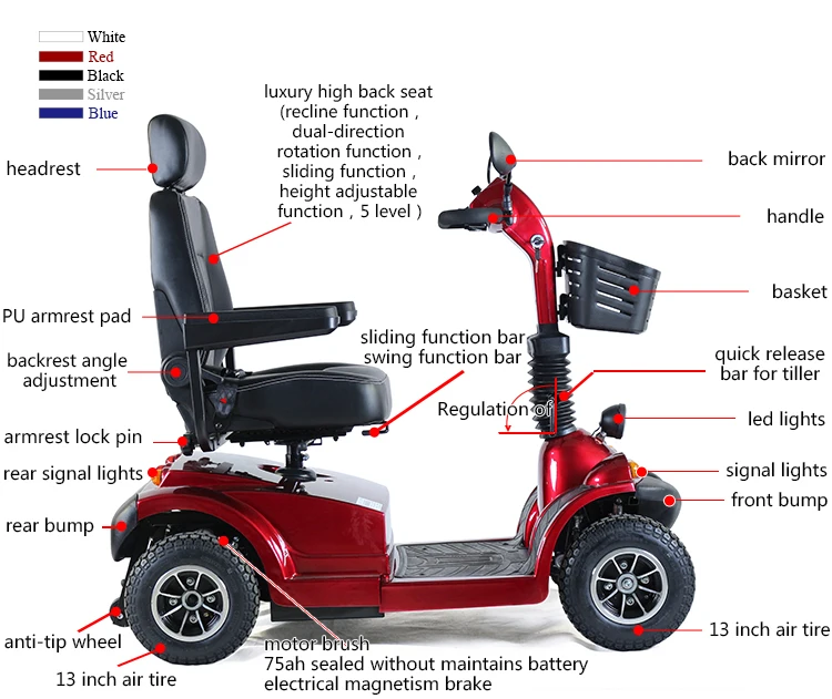 Durable mobility scooter 4 wheel electric