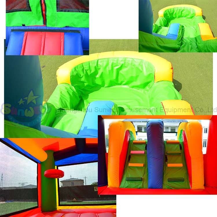 Commercial indoor moon bounce house bouncy castle jumper with water slide inflatable mini used moonwalker jumping bouncer