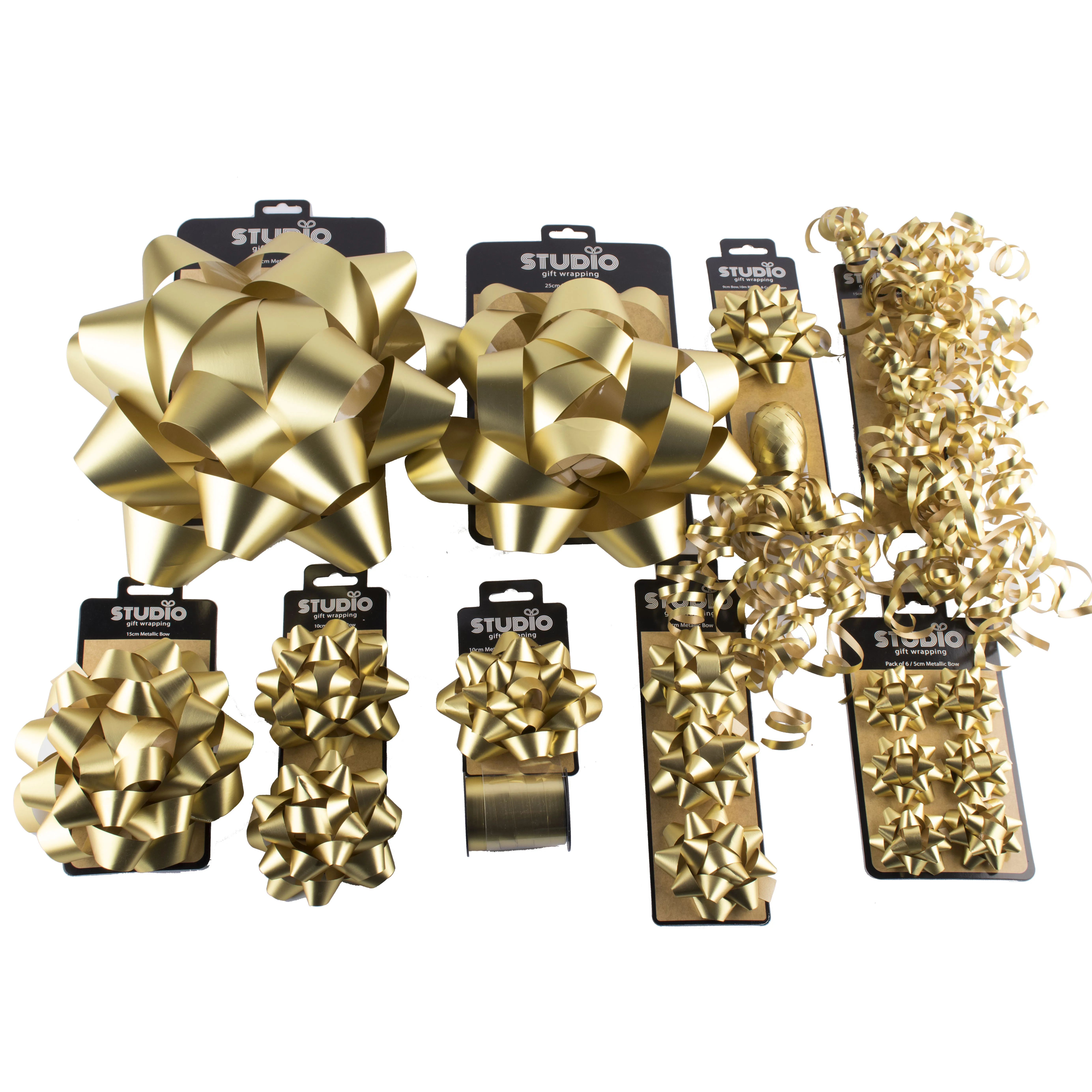 Wholesale Self Adhesive Matte Metallic Ribbons and Star Bows for Christmas Gifts