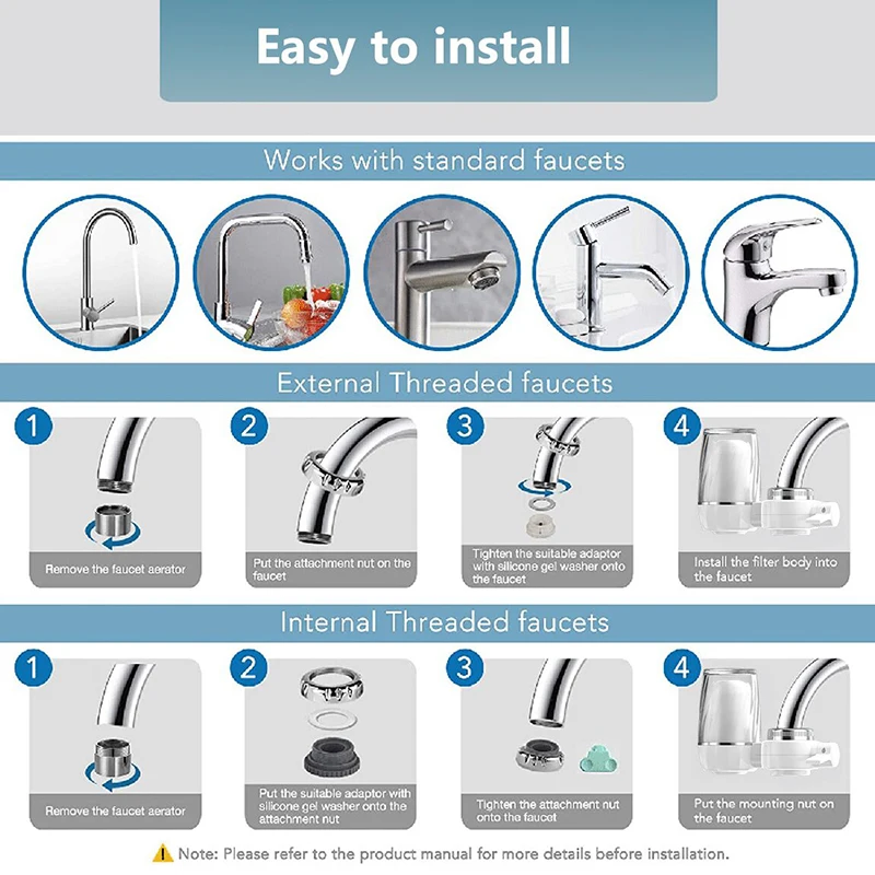 Portable kitchen tap water purifier filter for household