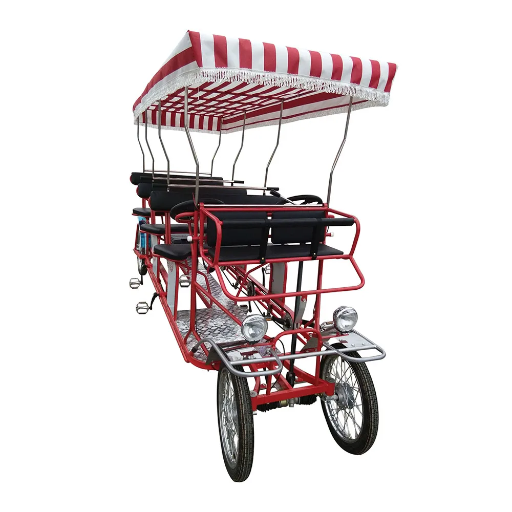Four Person or 6 People Surrey Bicycle Quadricycle Sightseeing Ebike for Vacation