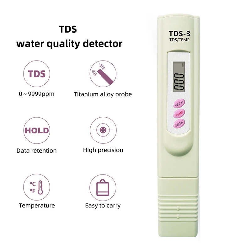Accurate and Reliable TDS detection pen TDS-3 Meter Digital Water Tester in plastic box for Drinking Water, Aquariums