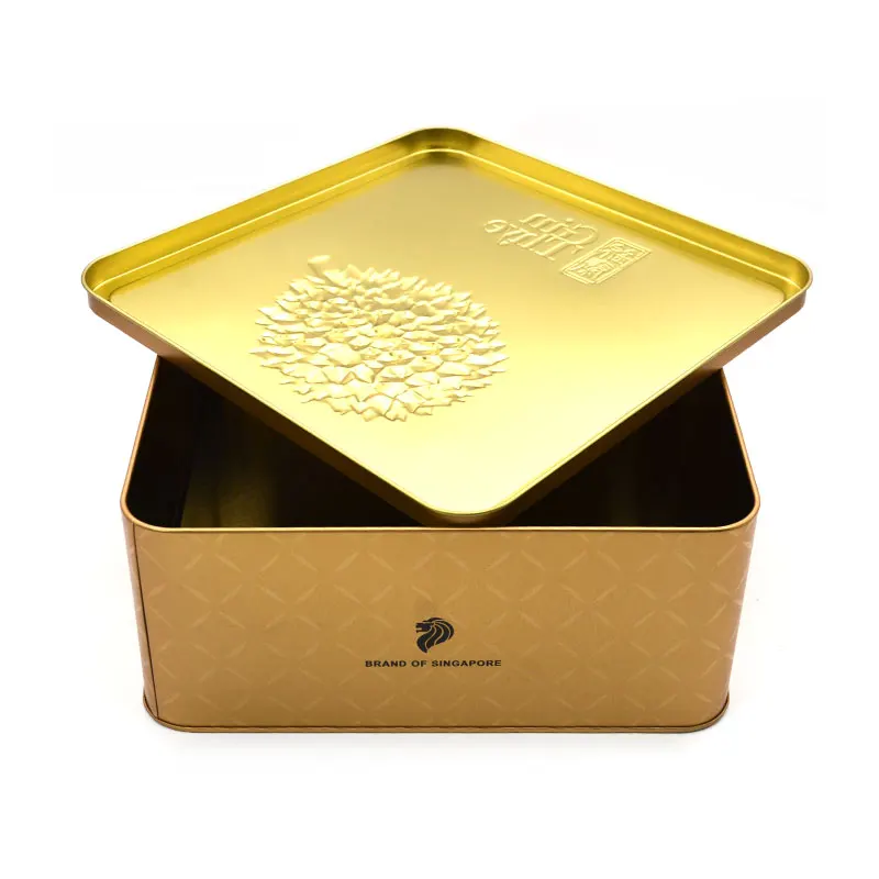 personalized metal moon cake box Mid Autumn packaging empty custom square mooncake tin box