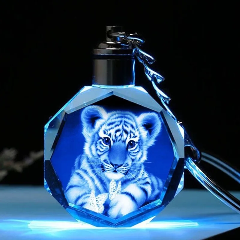 personalized 3d laser engraving zodiac crystal gems keychain