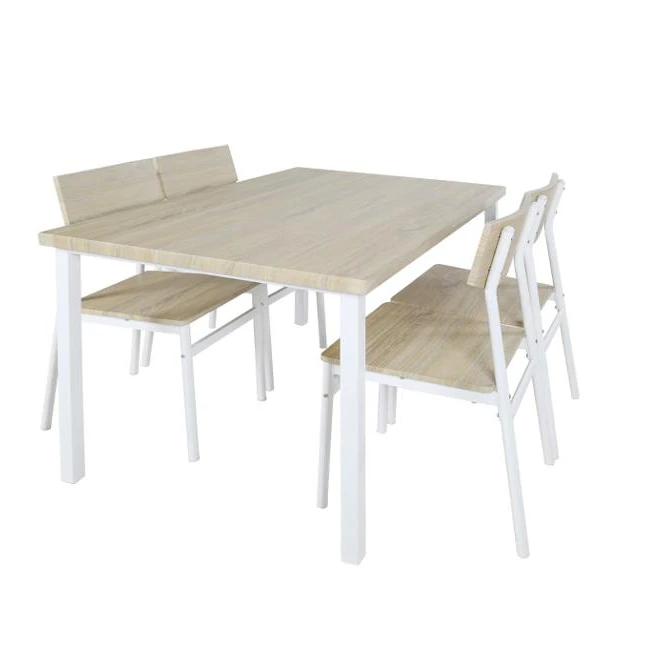 JUSTHOME modern simple design MDF wood and metal dining room furniture 4 seater dinning table set