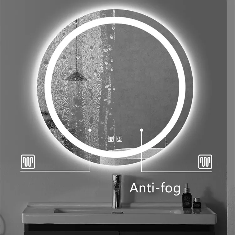 5 мм настенный декоративная картинка без рамы Круглый ванной комнаты туалетный столик светодиодная зеркальная поверхность с сенсорным датчиком