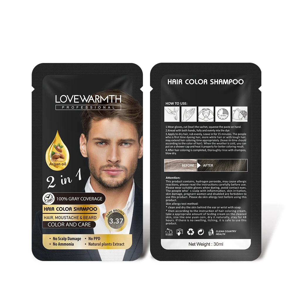 2021 Hot Selling  2 in 1 Ammonia Free 3 Mins Fast Dye Herbal Hair Color Shampoo