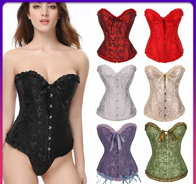 Corsets Bustiers Shapewear Lingerie Overbust Corset Lace Plus Size Brocade Floral Women Sexy Corset Vintage Victorian Fashion
