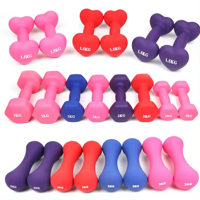Wholesale Custom Logo 1-3kg Dumbbell Set With Rack Colored Vinyl/Neoprene Dumbbell Set Yoga Pilates Dumbbells