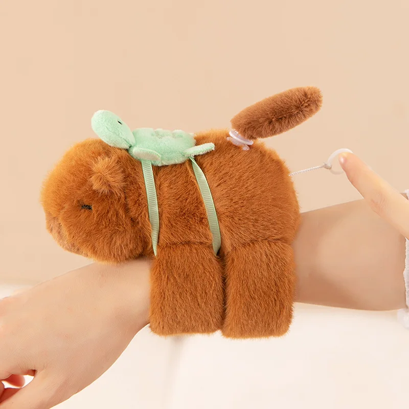 Capybara plush Forest Animal Hand Clap Bracelet Pat Belt Slap Panda Capybara Raccoon Monkey Bracelet Kapibala Plush Snap Ring