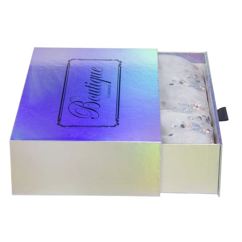 
Luxury Custom Rigid Cardboard Paper Packaging Sliding Boxes with Ribbon Perspex Kids Present Gift Drawer Box 
