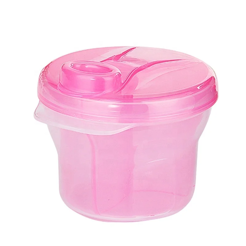 
Food Box Organizer Travel OEM Food Dispenser 3 Grids Lid Feeding BPA Free Plastic Snack Bowl Baby Milk Powder Storage Container 