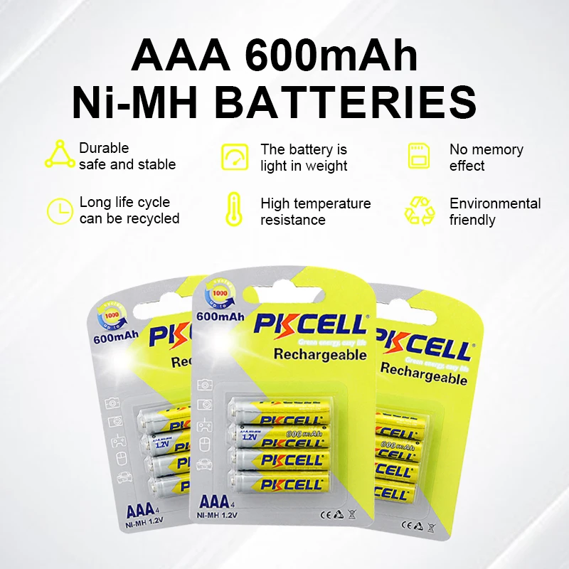 Ni-Mh 600mah 1000mah 1200mah 1.2v Nimh Aaa Rechargeable Battery Nickel Metal Hydride Batteries Aaa Aa Batteries