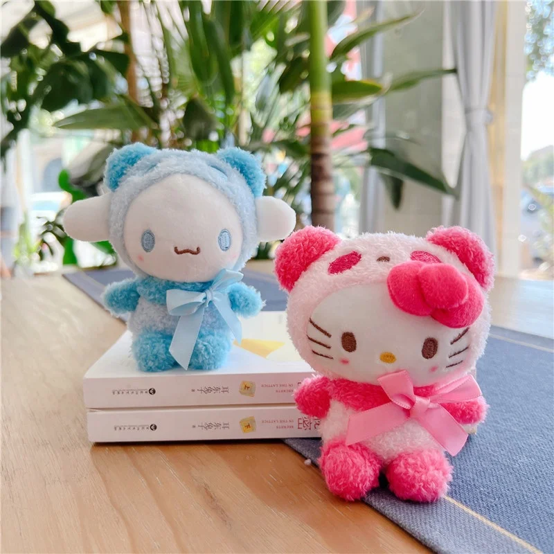 12 см Sanrioed Kuromi My Melody Cinnamoroll мягкая цепочка для ключей плюшевая кукла Брелки кулон игрушки ребенок Рождественский подарок