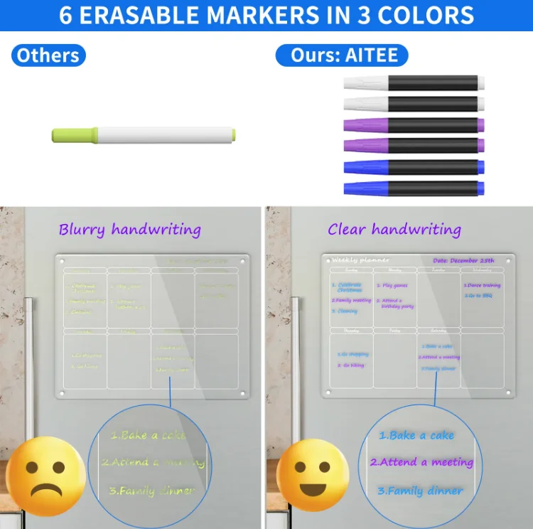 Magnetic Fridge Monthly Planner with Weekly Planner Calendar White Board Dry Erase for Acrylic Wall Calendar