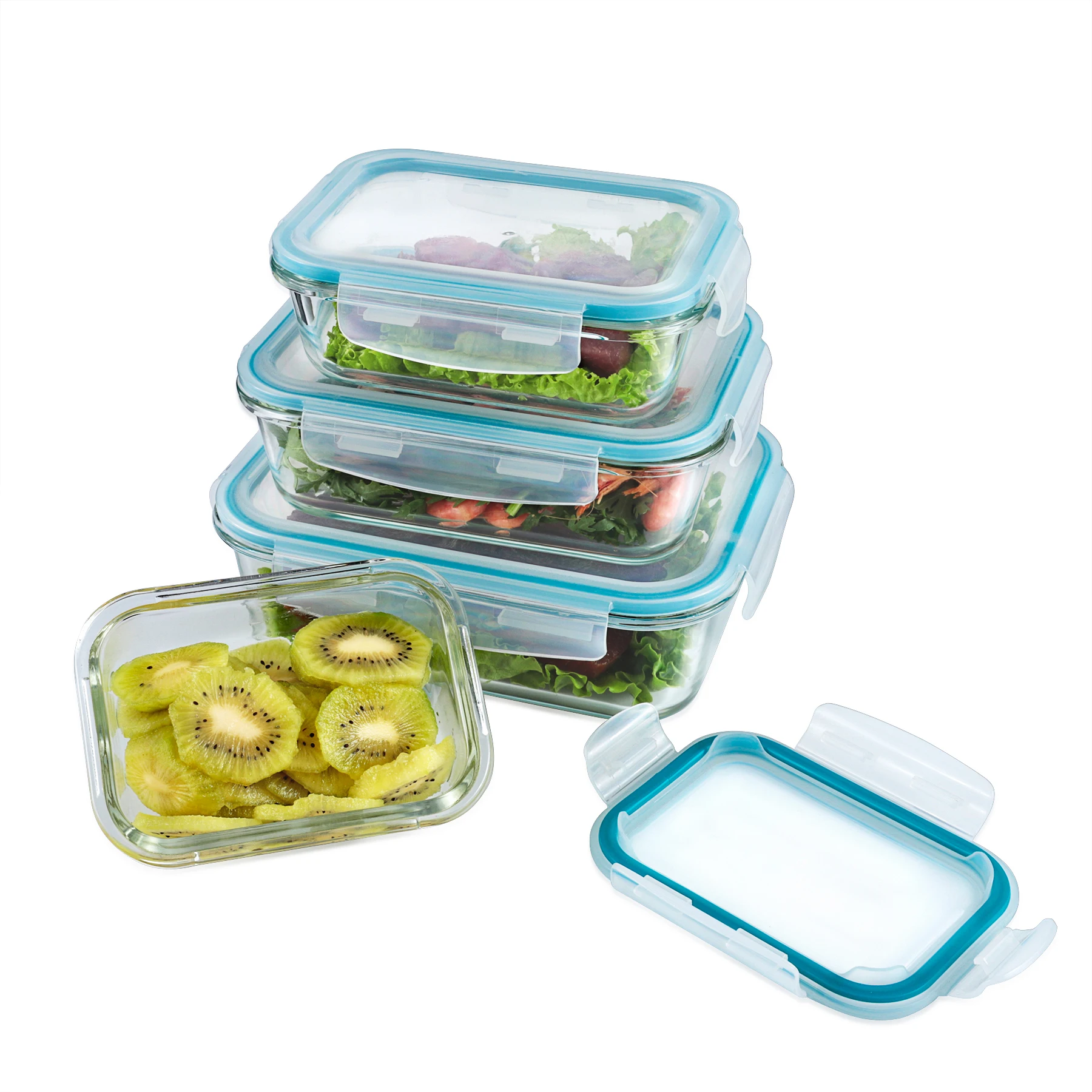 Professional Food Bento Lunch Box Glass Storage Container With Bamboo Lid