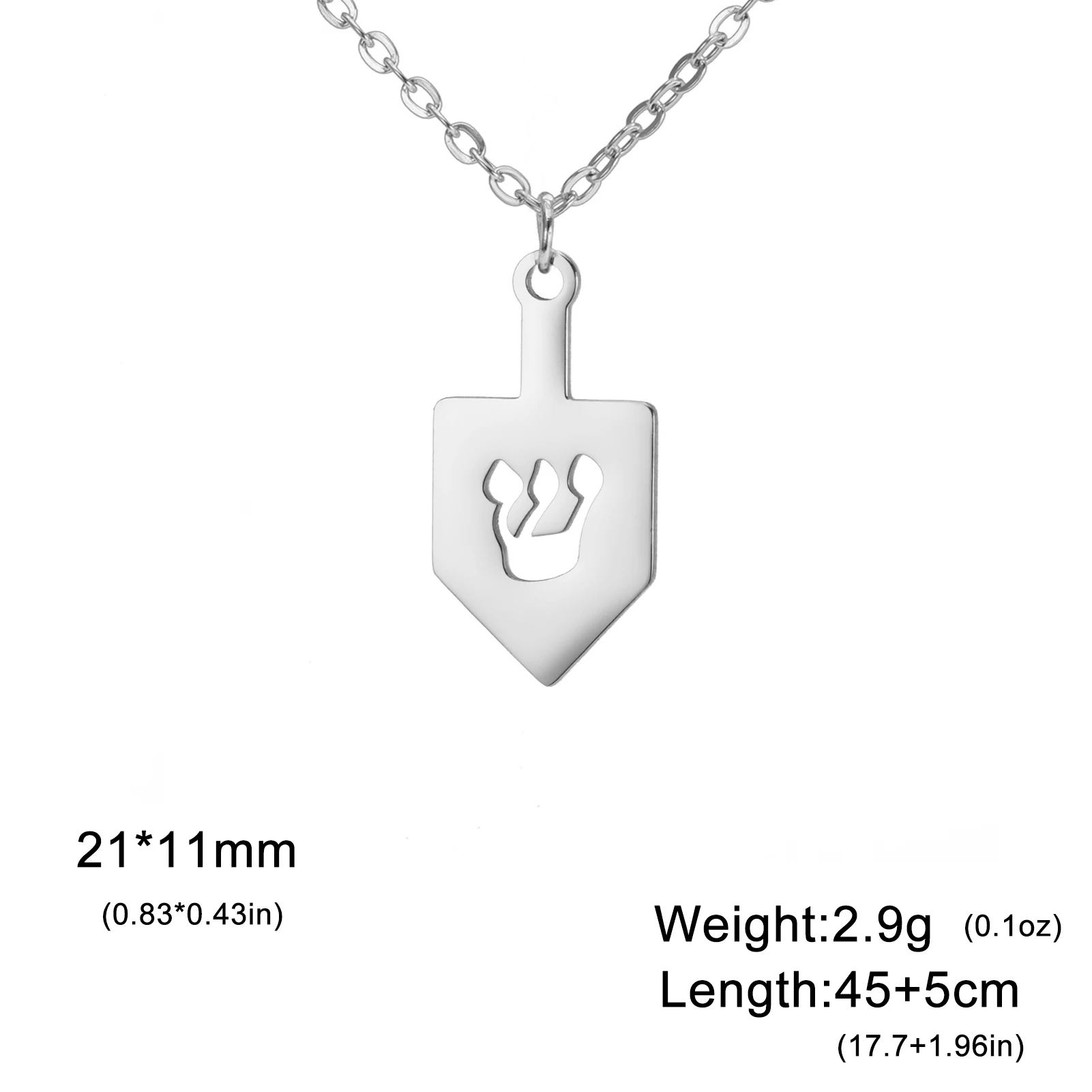 Jewish Dreidel Necklace Hei Nun Shin Judaica Symbol Charm Women Necklace Stainless Steel Jewelry Hannukah Gift