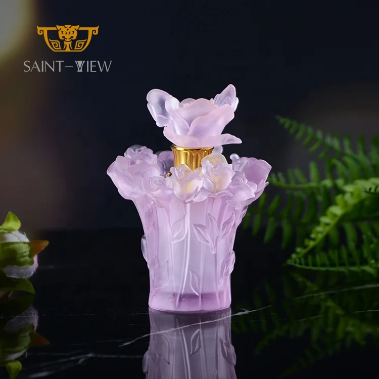 Factory 9ML Crystal Arabic Carved Rose Woman Lady Gift Essential Oil Perfume Dropper Bottles