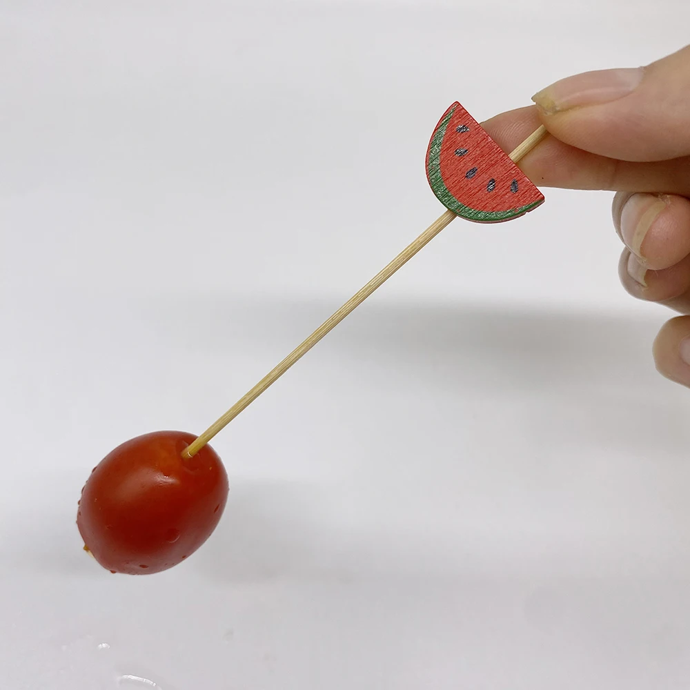 Red Watermelon Cocktail Picks Bamboo Fancy Toothpicks for Appetizers Drinks Fruits Summer Party Food Garnish Skewer Sticks