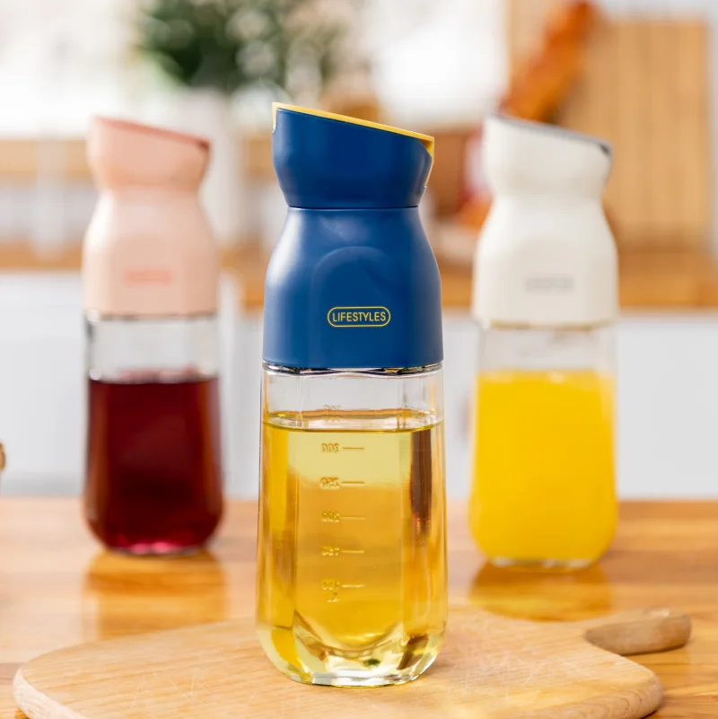 Creative Oil Jug Glass Leakproof Automatic Gravity Open Lid Kitchen Household Soy Sauce And Vinegar Sauce Bottle
