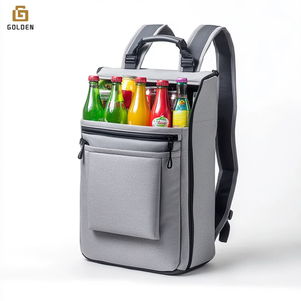 Golden Customize Logo Backpack Large Capacity Set Insulated Cool Lunch Box Bear Beach Thermal Foldable Cooler Bag For Outdoor