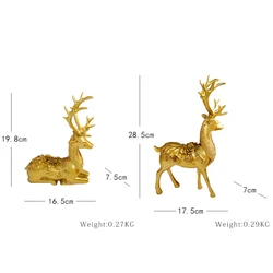 Creative Chinese Auspicious Deer Resin Crafts Elk Sculpture Set Decorations for Home Wine Cabinet Decorations Housewarming Gifts