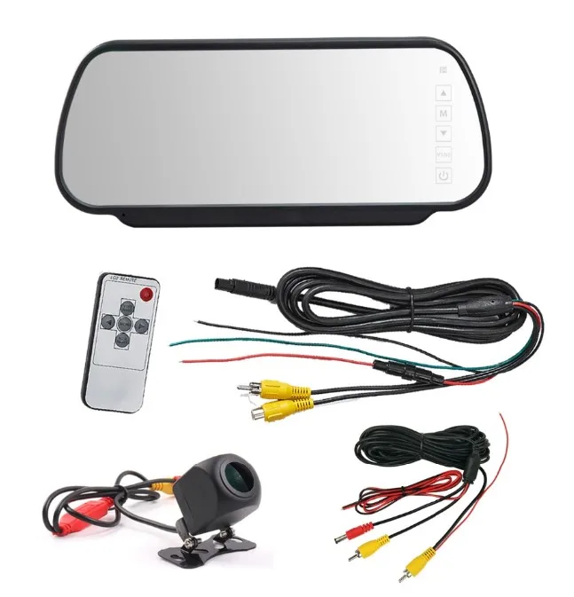 7 дюймов камера заднего вида монитор комплект заднего вида парковочная белый зеркало для контроля уровня сахара в крови с камера заднего вида с ночным режимом видения, бесплатная доставка