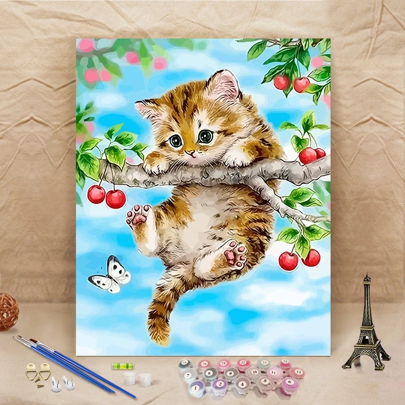 Hot Sale Cute Cat Oil Painting Painting by Numbers Kit Painting on canvas decor picture color by number for living room decor
