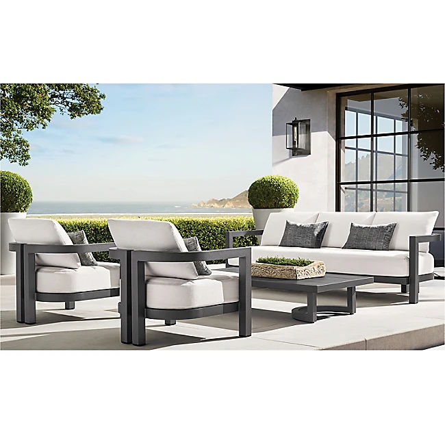Luxury patio aluminum sofa handcrafted metal three seat sofa