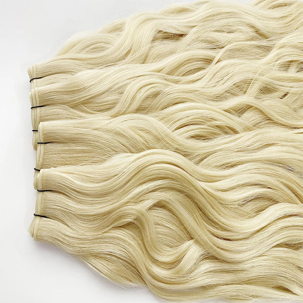 HaiYi Hair  Thin Invisible Double Drawn cuticle aligned  Genius Weft Hair Extensions  wavy Genius Weft European Hair
