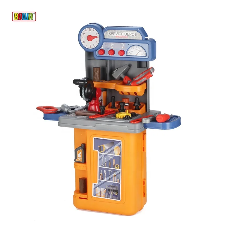 Bowa boys pretend play simulation suitcase box deformation table diy set kids engineering tool toys