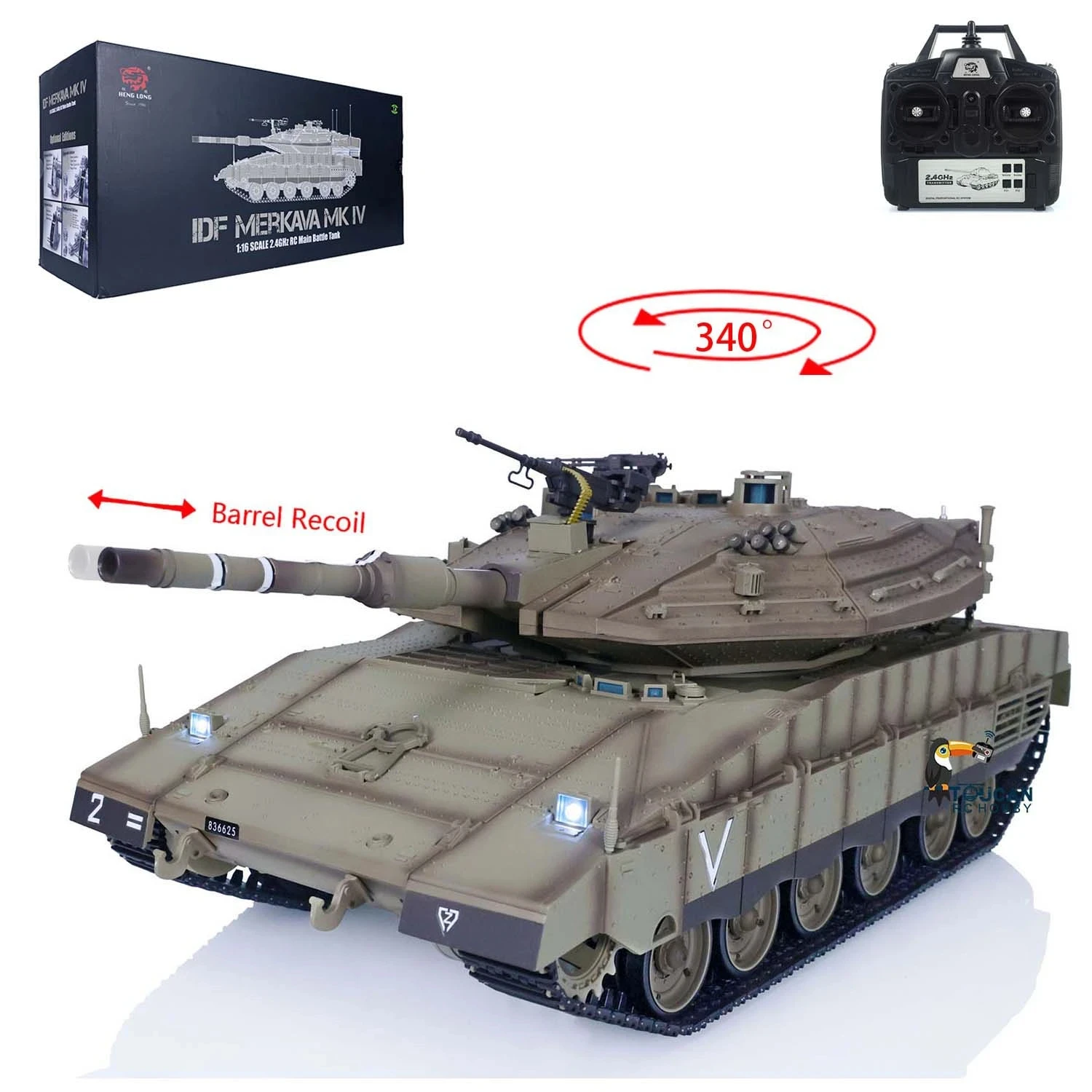 Heng Long 3958 TK7.0 1/16 3958-1 RC Tank Radio Remote Control IDF Merkava Main Battle Tank Smoke & Sound