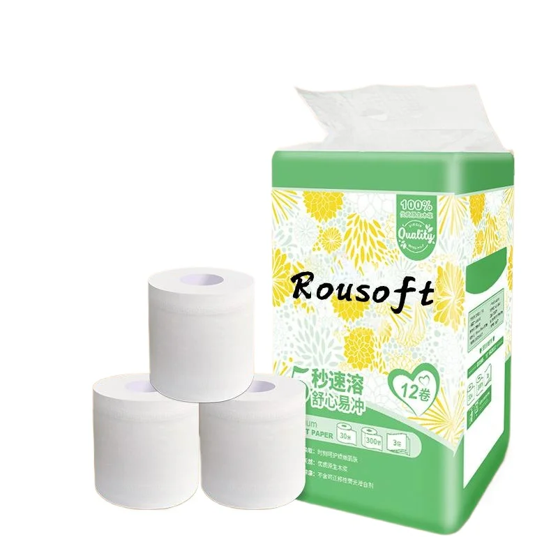 Factory Direct Sale Ultra Soft 100% Virgin Wood Pulp Custom 2 Ply 3 Ply Skin Friendly Toilet Paper