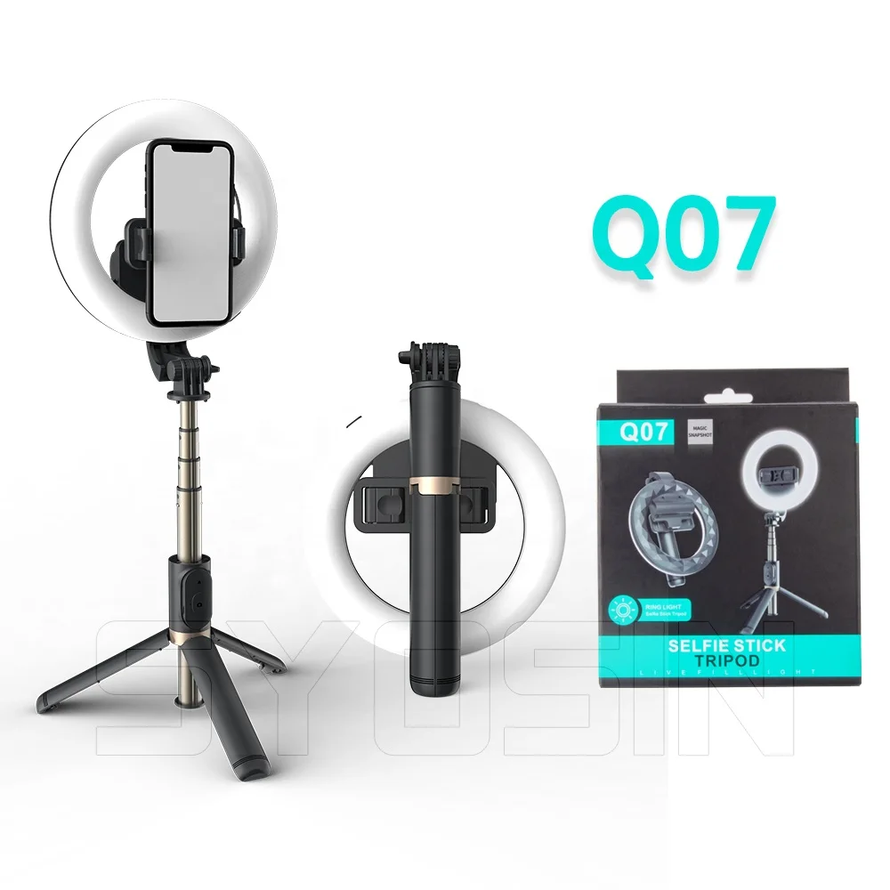 2021 New Q07 Mini 6 Inch Led Light With Tripod Stand Phone Selfie Stick Ring Light For Youtube Video Makeup