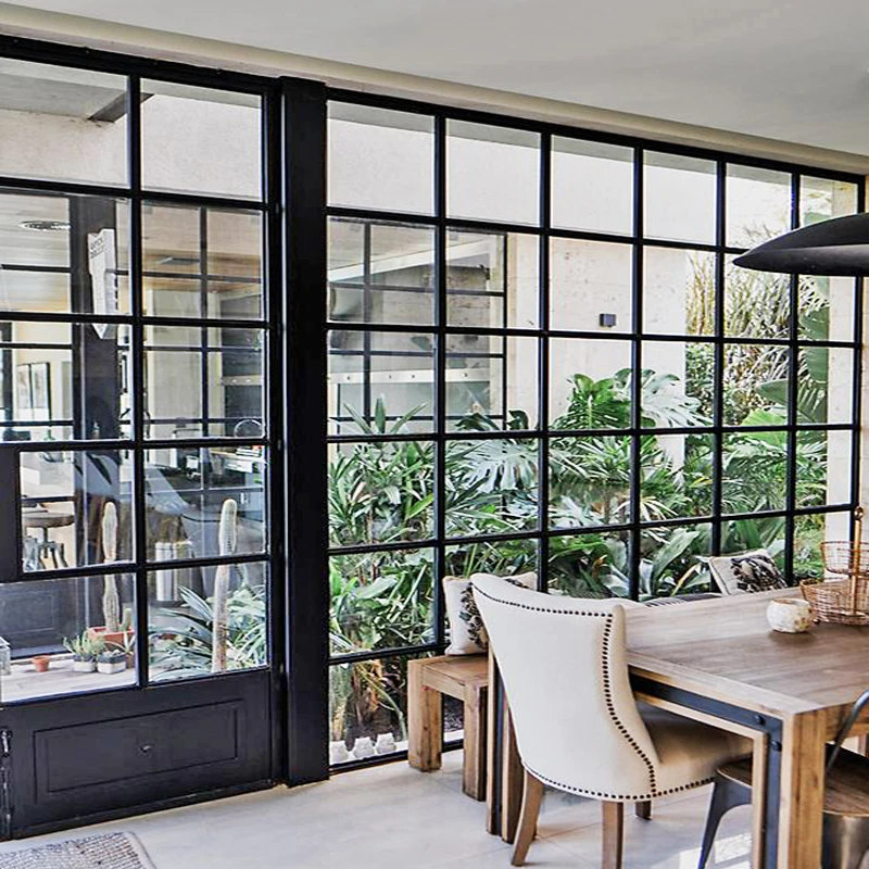 Shower room Dining room Home office flat door Steel window grille design Old street front shop retro entrance steel window door