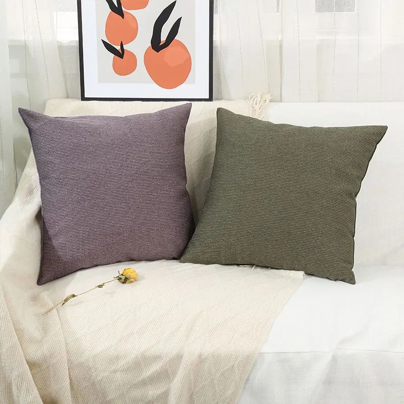 Amity Texture Face Soft Velvet Back Pillow Cover Solid Polyester Rectangle Pillowcase Simple Throw Pillow Cover