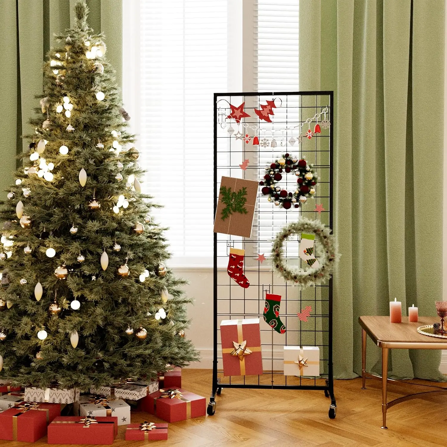 Custom Heavy Duty Movable Detachable Gridwall Panel Display Stand With 8 Hooks